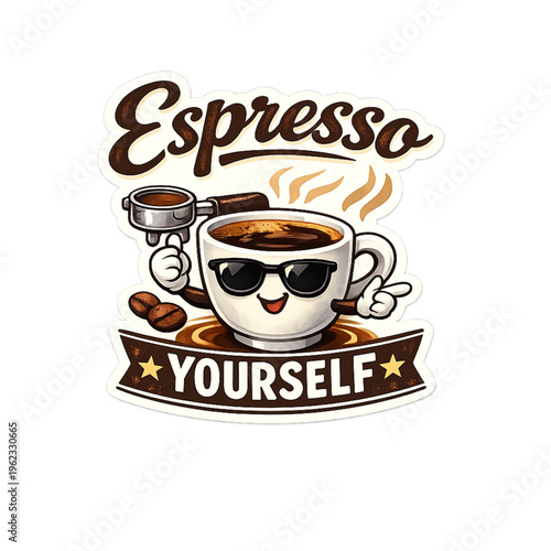 espresso yourself with style, coffee pun design, stylish espresso quote, coffee lover typography, barista inspired humor, elegant caffeine lifestyle, playful motivational coffee text, modern café aest