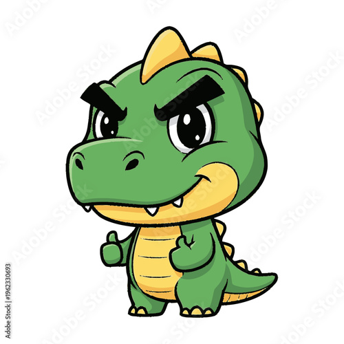 Cartoon Dinosaur Character with Angry Expression.