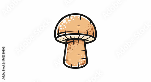 Cartoon-style illustration of a single, large, brown mushroom with a thick stem and cap