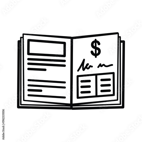 An open book illustrating financial budgeting or expense tracking concepts