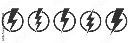 Free Download set of lightning icons on a white background, clean minimal vector collection with multiple bolt shapes, suitable for energy themes, weather symbols, power concepts, modern flat design illustration. - GFXLoad