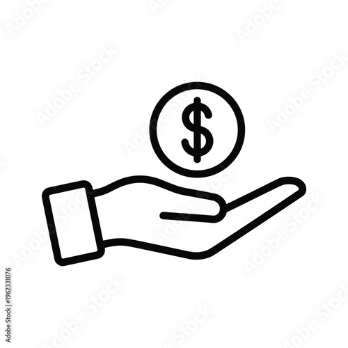 Hand receiving a dollar sign symbol representing donation or payment.