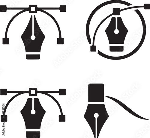 Pen tool cursor. Vector computer graphics. Logo for designer or illustrator. Design icon. The curve control points.