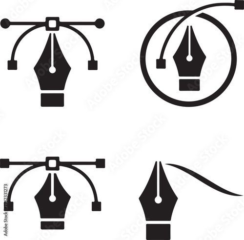 Pen tool cursor. Vector computer graphics. Logo for designer or illustrator. Design icon. The curve control points.