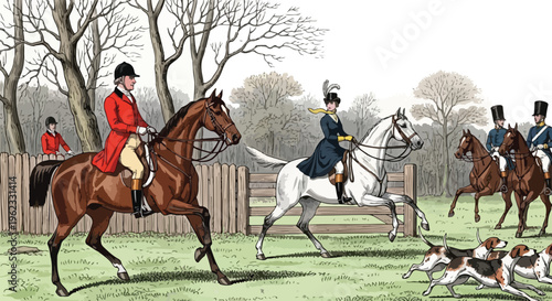 A professional woman jockey in a brown saddle rides an equine animal during a summer horseback sports competition outdoors