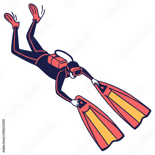 A scuba diver in a wetsuit is swimming