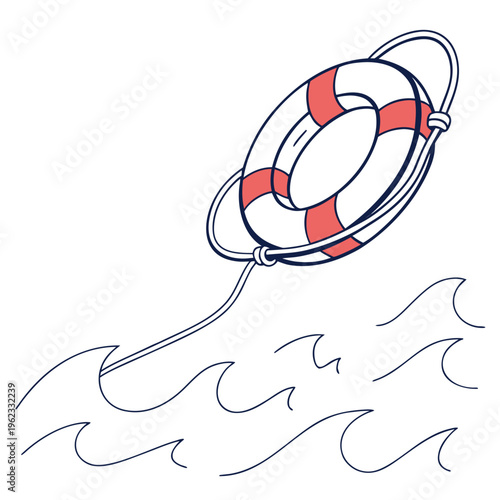 A life preserver ring with a rope