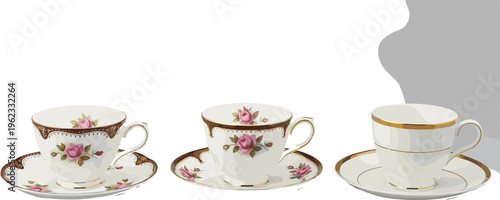 Vintage Teapot and Teacup Vector Illustrations with Different Styles and Designs for Tea, Drinkware, and Retro Designs