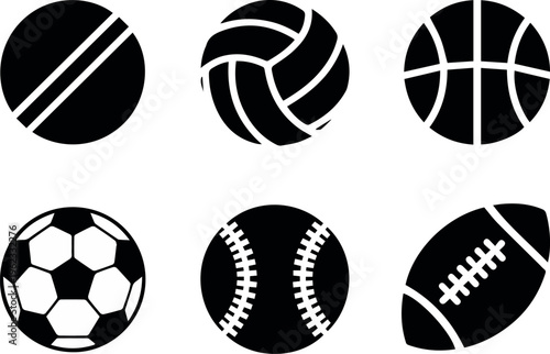Sports ball pattern and texture icons pack