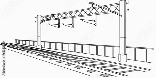 A train station with tracks and a metal structure