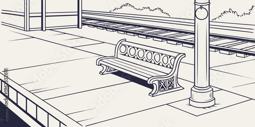 A bench on a train platform