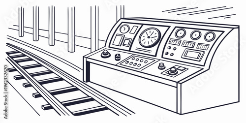 Train control panel next to train tracks