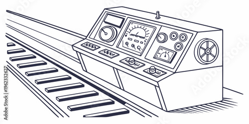 Train control panel with buttons and dials