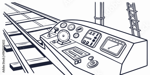 Train control panel with tracks and levers