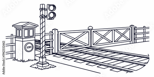 Railway crossing with gate and signal