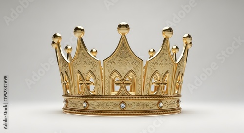Golden crown isolated on transparent background