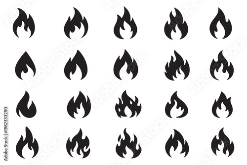 Fire flame icon vector design symbol. Set of fire icons. Flame design of different shapes. Vector illustration eps 10