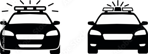 Emergency vehicle front icons with siren and lights