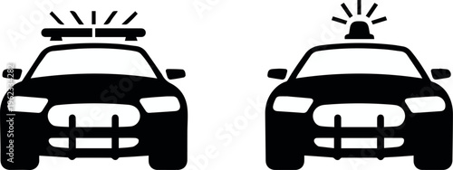 Police car and taxi icons from front