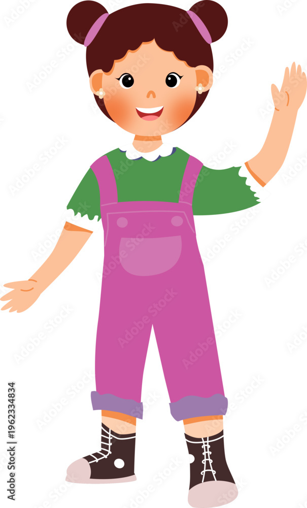 Fototapeta premium Illustration of a girl waving hello