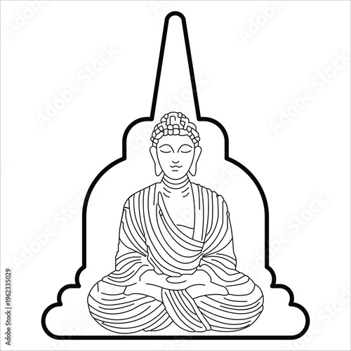 Happy Vesak day greeting concept. simple line vector