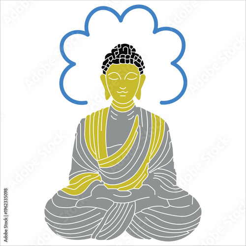 Buddha Silhouette, Buddha Purnima, Vesak Day concept design with Buddha sitting in lotus. simple colored vector
