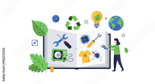 Sustainable Creativity & DIY: Learning, Repair, Upcycling, and Eco-Friendly Hobbies Illustrated