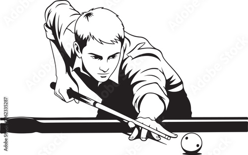 Player Billiards logo design vector. Illustration. Silhouette Player Billiard