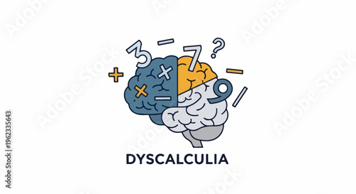 Brain with mathematical symbols, suggesting learning difficulty