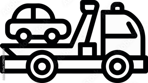 Tow truck towing parked car for parking enforcement