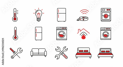 Collection of household appliance and smart home icons