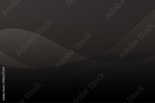 深い黒のグラデーションと滑らかな波形が重なる抽象背景デザイン