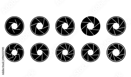 Camera Shutter Icon Set – Vector Lens Diaphragm Collection