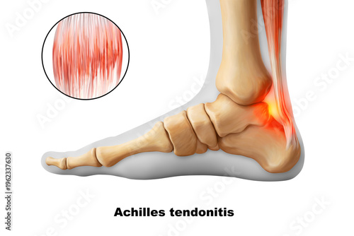 Achilles tendonitis 3D anatomy illustration 