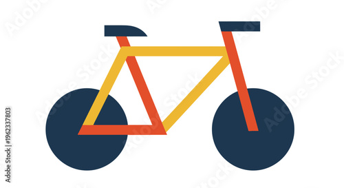 Minimalist Bicycle Illustration with Geometric Shapes and Bold Colors.