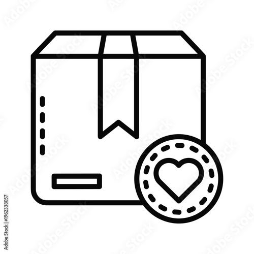Bookmark with a heart-shaped sticker attached to a document box
