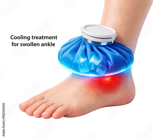 Cooling treatment for swollen ankle 