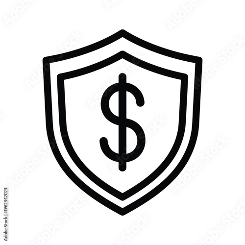 Shield emblem featuring a dollar sign symbolizing financial security and protection