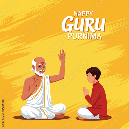 Guru Purnima Celebration: Devotee Seeks Blessings from Spiritual Teacher, India