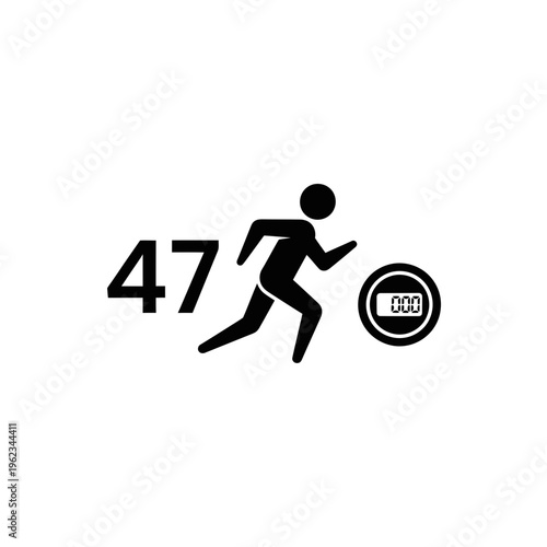 running icon with step counter, fitness tracker symbol