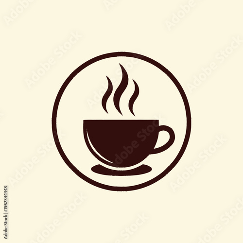 Brown coffee cup with steam rising.