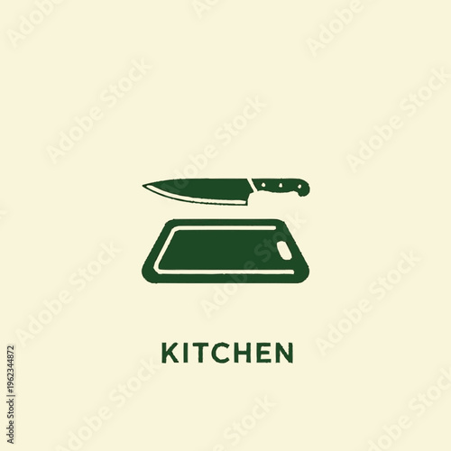 Kitchen Knife and Cutting Board Illustration.