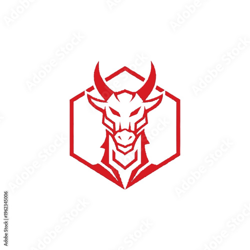 Red bull head logo design.
