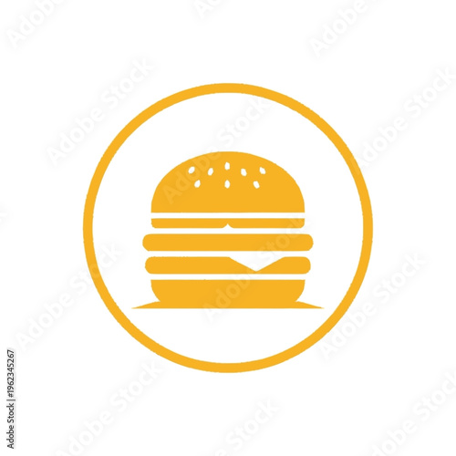 Yellow Burger Icon Food Symbol.
