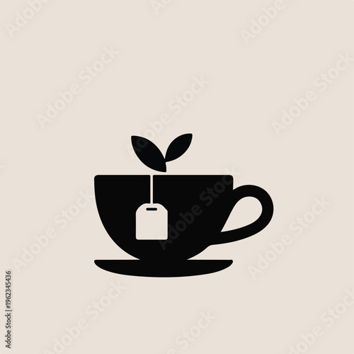 Teacup with Tea Bag and Leaves Icon
