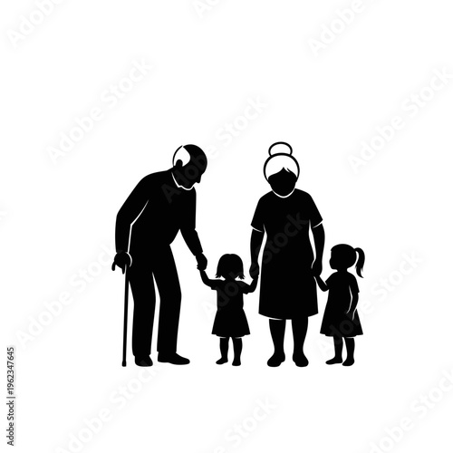 happy grandparents with grandkids family bonding