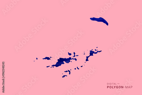 British Virgin Islands Map - Low poly polygon map in deep blue gradient on soft pink pastel background, modern minimal geometric design, clean digital vector illustration.