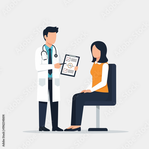 Doctor Consulting Patient with Medical Chart in Clinic