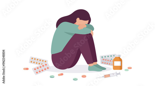 Woman suffering from drug addiction and mental health problems