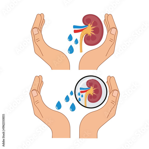 Hands protect kidney health, symbolizing care and medical support for renal function